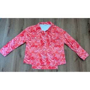 Emily Wonder Women's Corduroy Pink Paisley Jacket Size 1X Festival 90s Unique